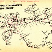 Schemat sieci tramwajowej MPK Kraków 1984