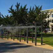 Pergola z instalacją zamgławiającą