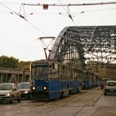 Korek tramwajowy na moście Piłsudskiego